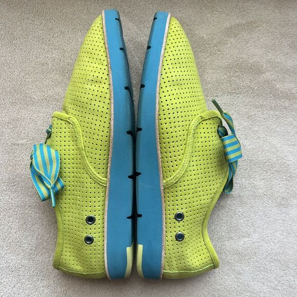 Johnston & Murphy Lime Green Suede Oxfords Turquoise Striped Laces Women 9 M - Picture 2 of 16